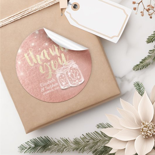 Weddenschap Favor Dank je wel Couple Mason Jar Roo Ronde Sticker