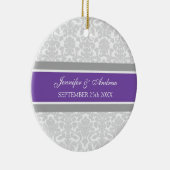Weddenschap Favor Gray Plum Damask Keramisch Ornament (Rechts)