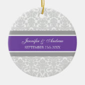Weddenschap Favor Gray Plum Damask Keramisch Ornament (Voorkant)