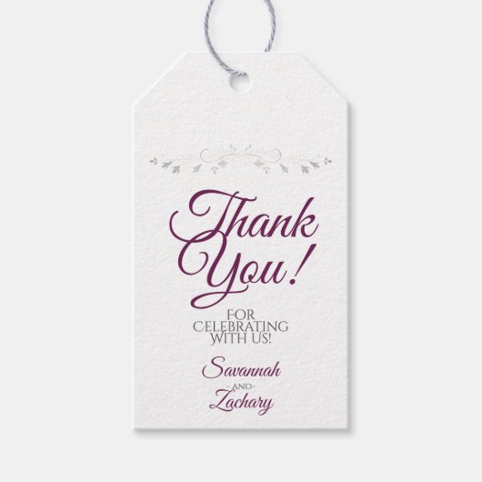 Weddenschap Favor Hartelijk dank voor Cassis Paars Cadeaulabel (Voorkant)