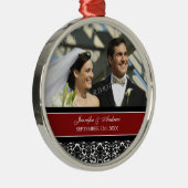 Weddenschap Favor Red Black Damask Metalen Ornament (Rechts)