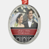 Weddenschap Favor Red Black Damask Metalen Ornament (Links)