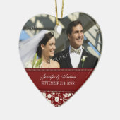 Weddenschap Favor Red White Damask Keramisch Ornament (Links)