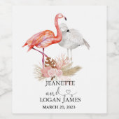 Weddenschap Favor Tropical Flamingo Boho Waterverf Wijn Etiket (Enkel label)