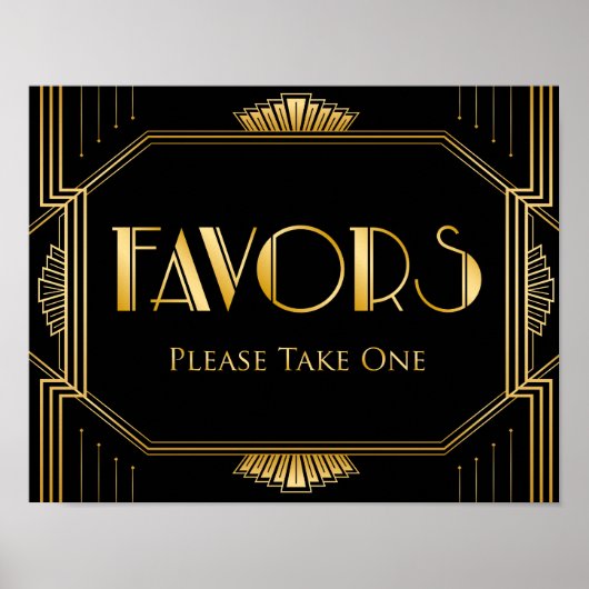 Weddenschap Favors | Gatsby Art Deco Poster (Voorkant)