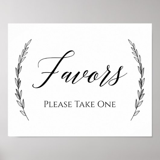 Weddenschap - Favors Laurel Wedding Sign Poster (Voorkant)