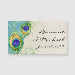 Weddenschap Favors Reception Peacock Feathers aqua