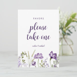 Weddenschap Favors Sign Paarse Lavender Floral Kaa Kaart
