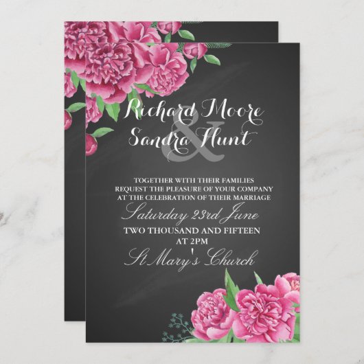 Weddenschap: floraalkarton pony roze kaart (Voorkant / Achterkant)