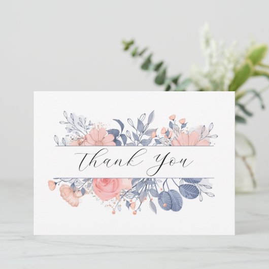 Weddenschap Floral Botanical Bedankkaart (Staand voorkant)