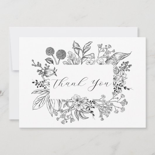 Weddenschap Floral Botanisch Lijst Bedankkaart (Voorkant)
