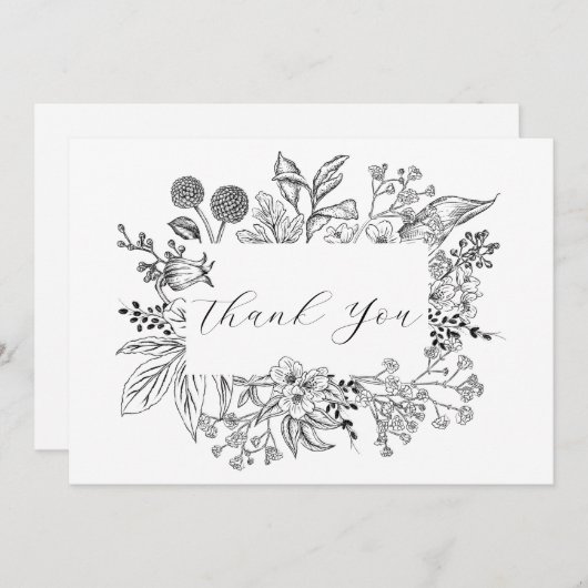 Weddenschap Floral Botanisch Lijst Bedankkaart (Voorkant / Achterkant)