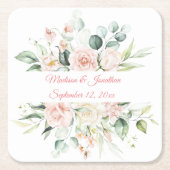 Weddenschap Floral Elegant Pink Chic Date Script Kartonnen Onderzetters (Voorkant)