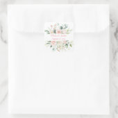 Weddenschap Floral Elegant Pink Chic Date Script Vierkante Sticker (Tas)