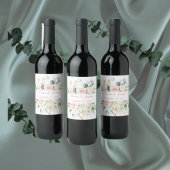 Weddenschap Floral Elegant Pink Chic Date Script Wijn Etiket