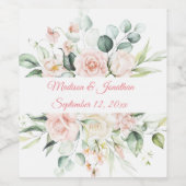 Weddenschap Floral Elegant Pink Chic Date Script Wijn Etiket (Enkel label)