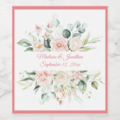 Weddenschap Floral Elegant Pink Chic Girly Naam Wijn Etiket (Enkel label)