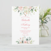 Weddenschap Floral Elegant Pink Chic Script Wedden Kaart (Staand voorkant)