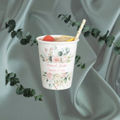 Weddenschap Floral Elegant Pink Date Script Names Papieren Bekers