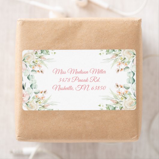 Weddenschap Floral Elegant Roze Afbeelding Datum N Etiket (Insitu)