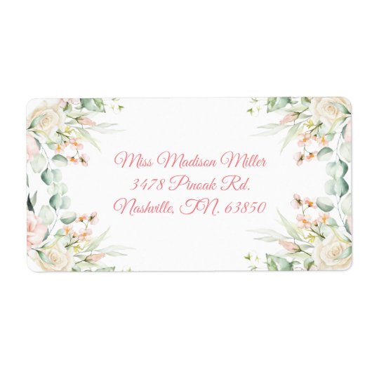 Weddenschap Floral Elegant Roze Afbeelding Datum N Etiket (Voorkant)