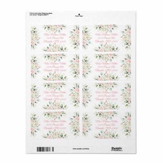 Weddenschap Floral Elegant Roze Chic Date Script N Etiket (Full Sheet)