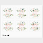 Weddenschap Floral Elegant Roze Chic Date Script N Vierkante Sticker (Vel)
