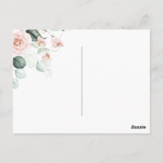 Weddenschap Floral Elegant Roze Manuscript RSVP Bu Briefkaart (Achterkant)