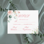 Weddenschap Floral Elegant Roze Manuscript RSVP Bu Briefkaart<br><div class="desc">Elegant roze waterverf met RSVP budget briefkaart met zachte eucalyptus en een mooi fancy script en een eenvoudige typografie. Zo'n simpele, maar kic bruiloft RSVP. Net wat je zocht. Een mooie herinneringskaart in een budgetvorm van briefkaart. Pas aan zoals nodig. Als u de link "Verder aanpassen" wilt aanpassen, klikt u...</div>