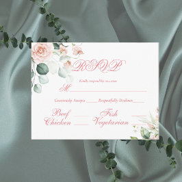 Weddenschap Floral Elegant Roze Manuscript RSVP Bu Briefkaart
