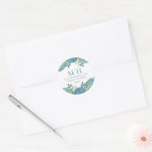 Weddenschap Floral Monogram Retouradres Hydrangeas Ronde Sticker (Envelop)