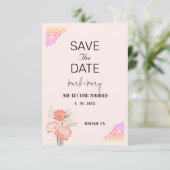 Weddenschap Floral Pink Heart Border RSVP Kaartje (Staand voorkant)