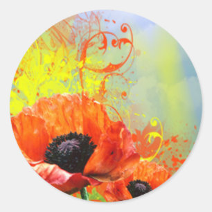 Weddenschap Floral Poppy Seal Sticker