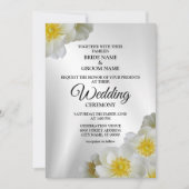 Weddenschap Floral White Yellow Silver Elegant Rus Kaart (Voorkant)