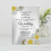 Weddenschap Floral White Yellow Silver Elegant Rus Kaart (Staand voorkant)