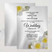Weddenschap Floral White Yellow Silver Elegant Rus Kaart (Voorkant / Achterkant)