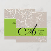 Weddenschap florale monogram kaart (Voorkant / Achterkant)