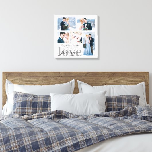 Weddenschap FOREVER LOVE Foto Collage Aangepaste k Canvas Afdruk (Insitu (Slaapkamer))