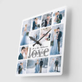 Weddenschap FOREVER LOVE Foto Collage Aangepaste k Vierkante Klok (Hoek)