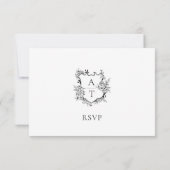 Weddenschap Formele Floral Crest Monogram RSVP-kaa Kaart (Achterkant)