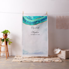 Weddenschap Foto Booth Backdrop Blauwgroen Gold Ag Stof
