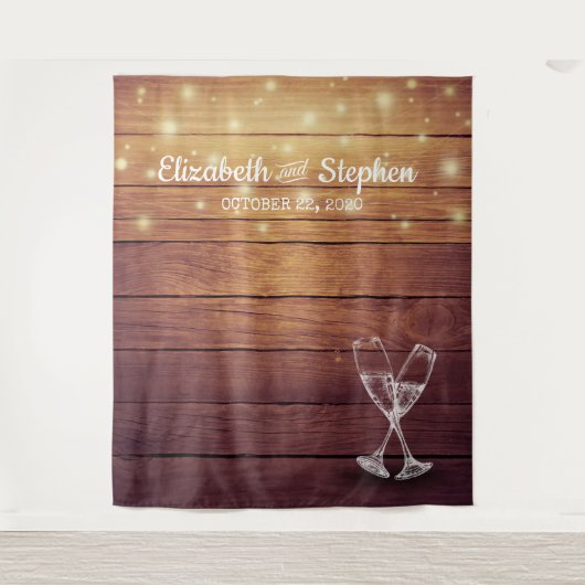 Weddenschap Foto Booth Backdrop Champagne Glass Wo Wandkleed (Voorkant)