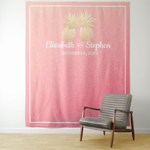 Weddenschap Foto Booth Backdrop Gold Pineapple Cou Wandkleed
