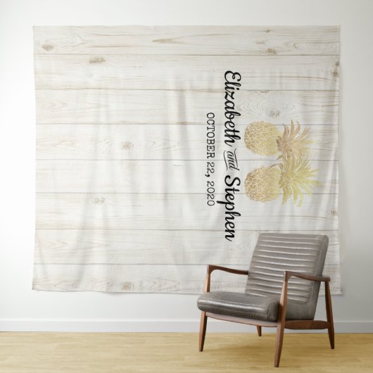 Weddenschap Foto Booth Backdrop Gold Pineapple Cou Wandkleed (In Situ (horizontaal))