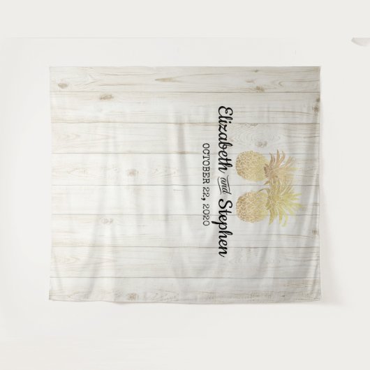 Weddenschap Foto Booth Backdrop Gold Pineapple Cou Wandkleed (Voorkant (horizontaal))