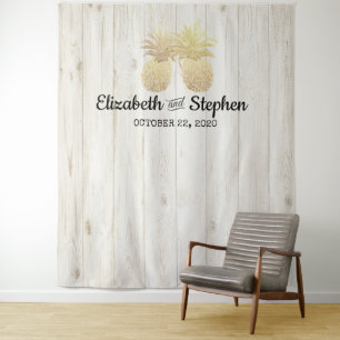 Weddenschap Foto Booth Backdrop Gold Pineapple Cou Wandkleed