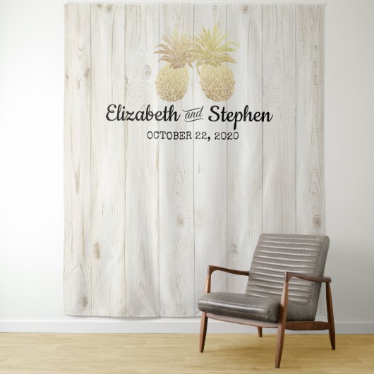 Weddenschap Foto Booth Backdrop Gold Pineapple Cou Wandkleed (In situ)