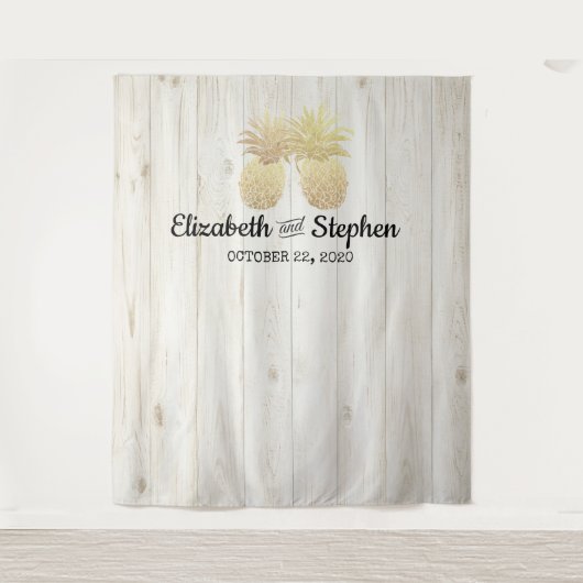 Weddenschap Foto Booth Backdrop Gold Pineapple Cou Wandkleed (Voorkant)