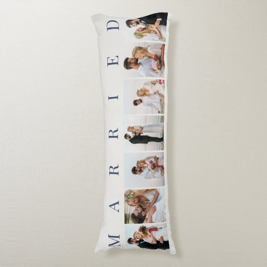Weddenschap Foto collage 7 Afbeelding Wit gemarine Lichaamskussen (Voorkant Verticaal)