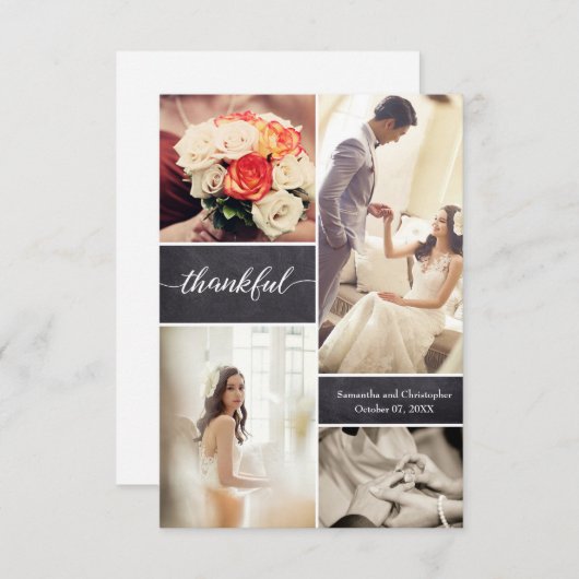 Weddenschap Foto collage chalkboard DankFul Bedankkaart (Voorkant / Achterkant)